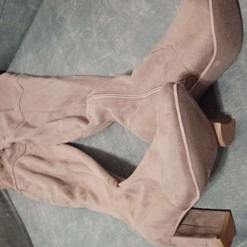 A brown Wild Diva over the knee boots.